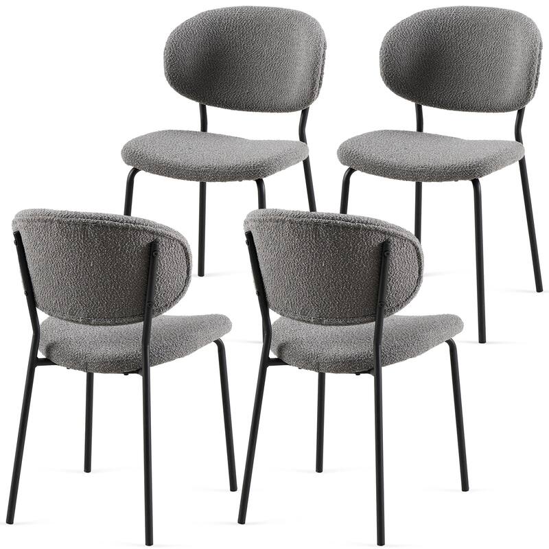 Boucle Fabric Dining Chairs Set of 4, Mid-Century Modern Dining Chairs, Kitchen Dining Room Chairs