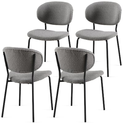 Boucle Fabric Dining Chairs Set of 4, Mid-Century Modern Dining Chairs, Kitchen Dining Room Chairs