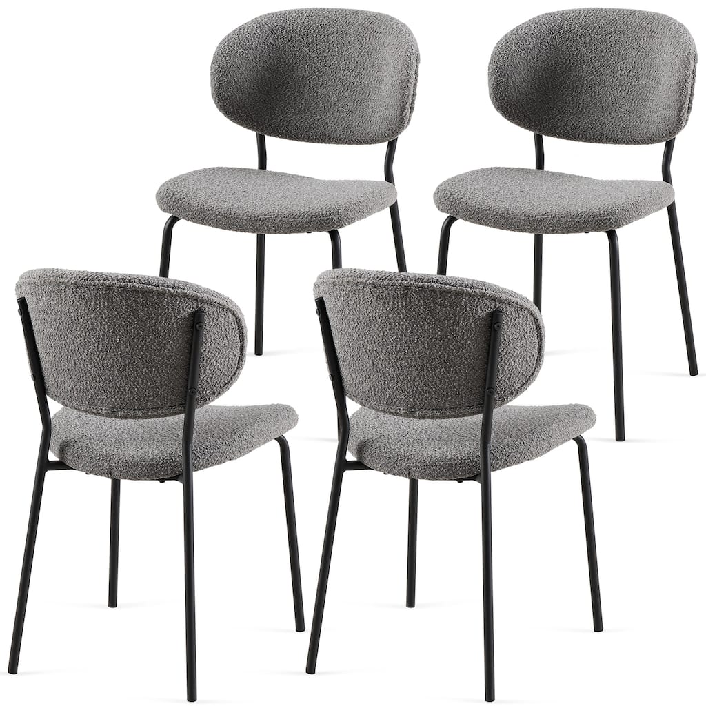 Boucle Fabric Dining Chairs Set of 4, Mid-Century Modern Dining Chairs, Kitchen Dining Room Chairs