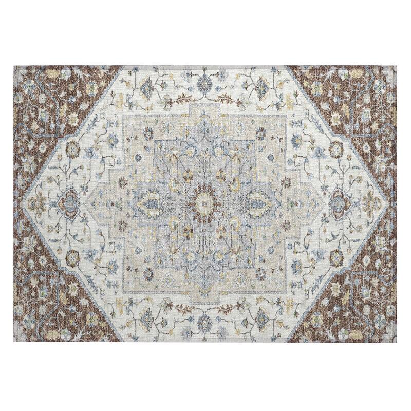 Machine Washable Indoor/ Outdoor Traditional Kolkata Chantille Rug