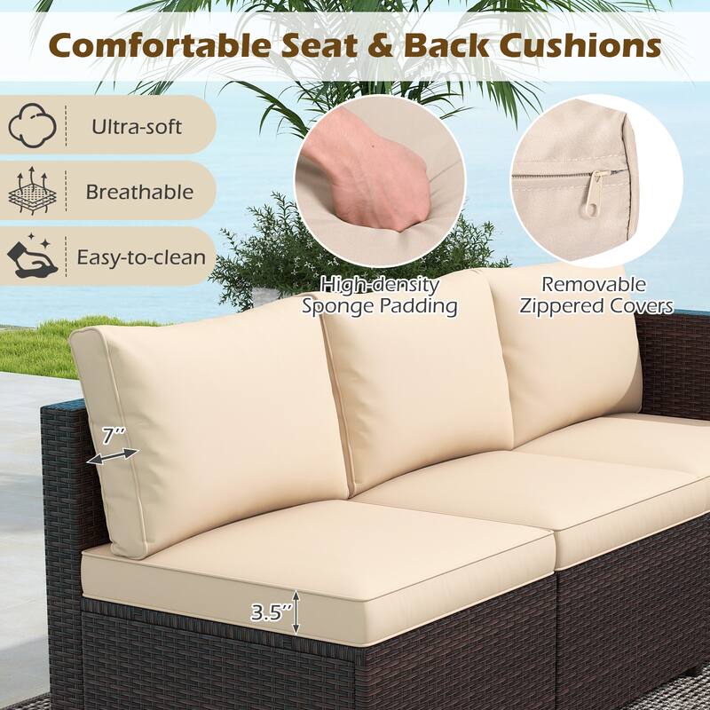 Gymax 8 PCS Wicker Patio Furniture Set Rattan Sectional Sofa Set w/