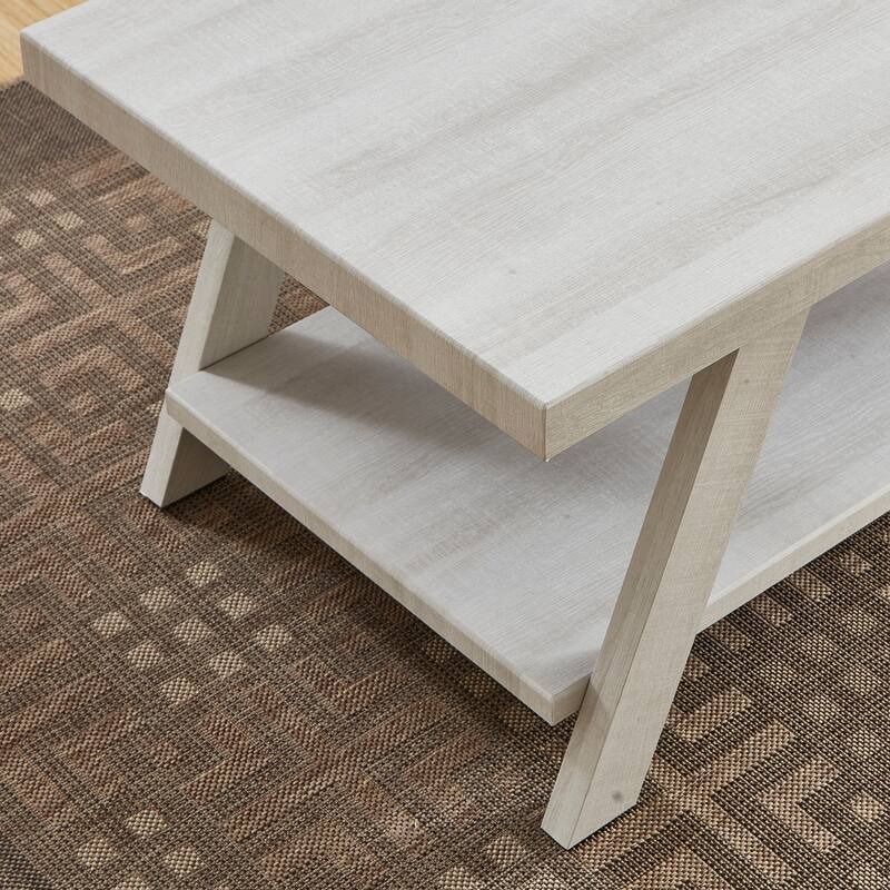24" Modern Round End Table with Storage Shelf and Overextended Rectangular Top