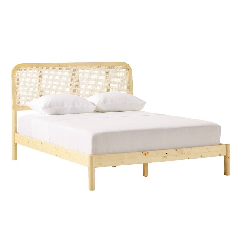 Middlebrook Designs Boho Curved Rattan Headboard Queen Bedframe