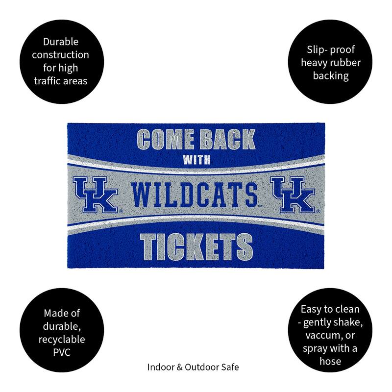 University of Kentucky 28 in. x 16 in. PVC "Come Back With Tickets" Trapper Door Mat