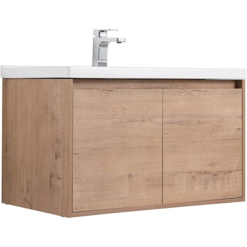Blossom 32" Floating Bathroom Vanity with Ceramic Sink & Storage