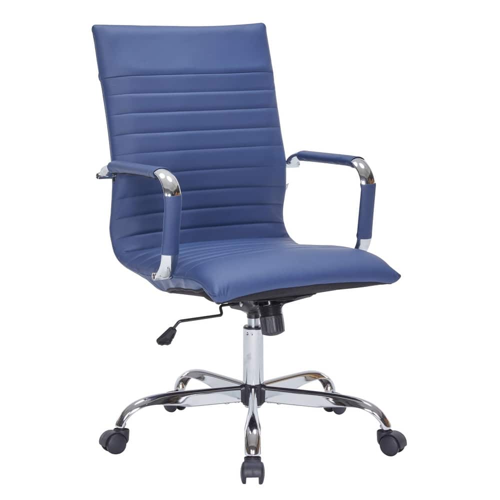 Harris Modern High-Back Leather Executive Office Desk Chair with Stainless Steel Frame, Adjustable Height, Tilt Lock, & Swivel