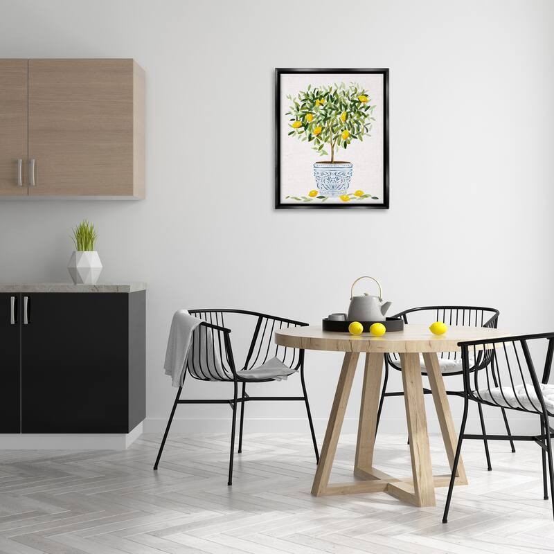 Stupell Lemon Tree Detailed Planter Framed Floater Canvas Wall Art Design by Ziwei Li