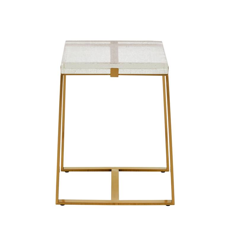 Vardo Stainless Steel Cast Glass Top Table by iNSPIRE Q Modern