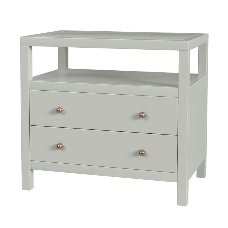 Nora 2-Drawer Wood Wide Nightstand