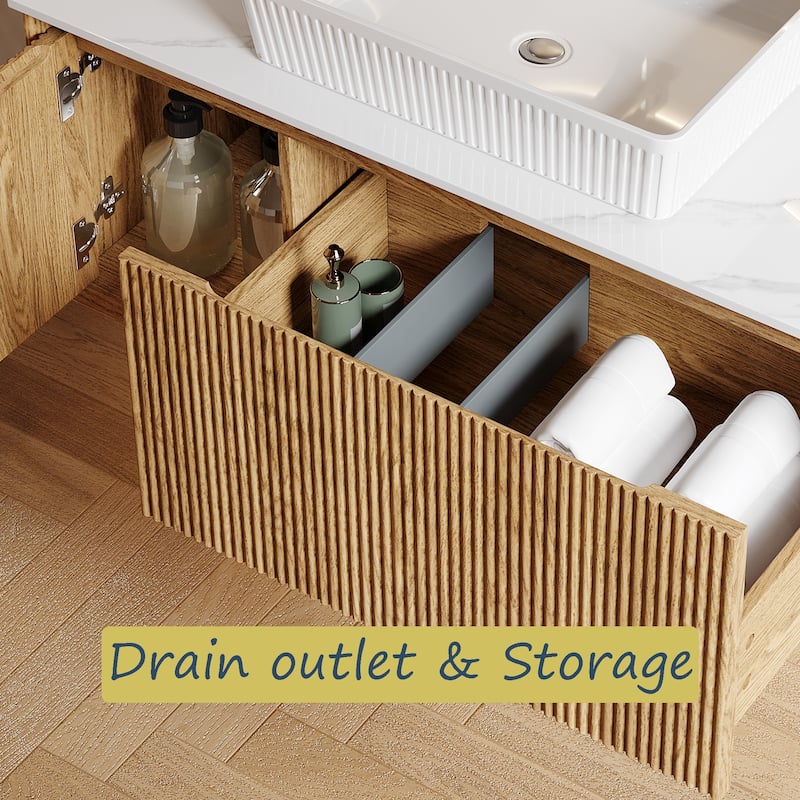 Modern 35.4" Single Bathroom Vanities,Floating Vanitiy with White Table top
