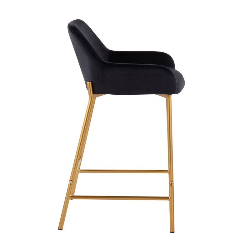 Silver Orchid Galotti Gold Fixed-Height Upholstered Counter Stool - Set of 2