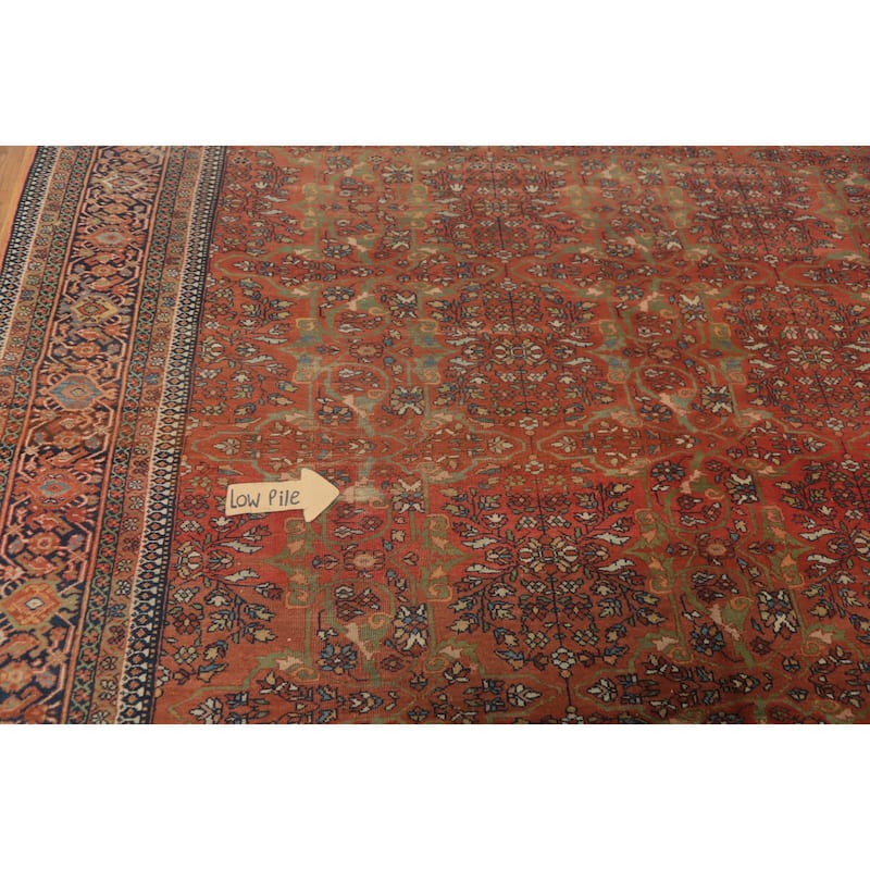 Hand Knotted Oriental 100% Wool Carpet Traditional Floral Oranges & Rust Sarouk Area Rug - 11' 9'' X 8' 9''