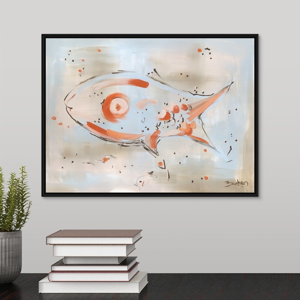 Shop Abstract Fish Black Float Frame Canvas Art Free Shipping
