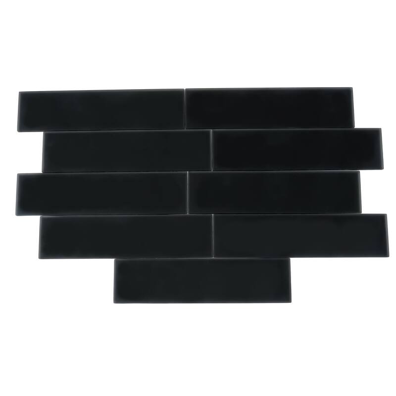 Apollo tile 3" x 12" Colorway Matte Black Glass Tile (5 sq ft/case) - 20 Pack