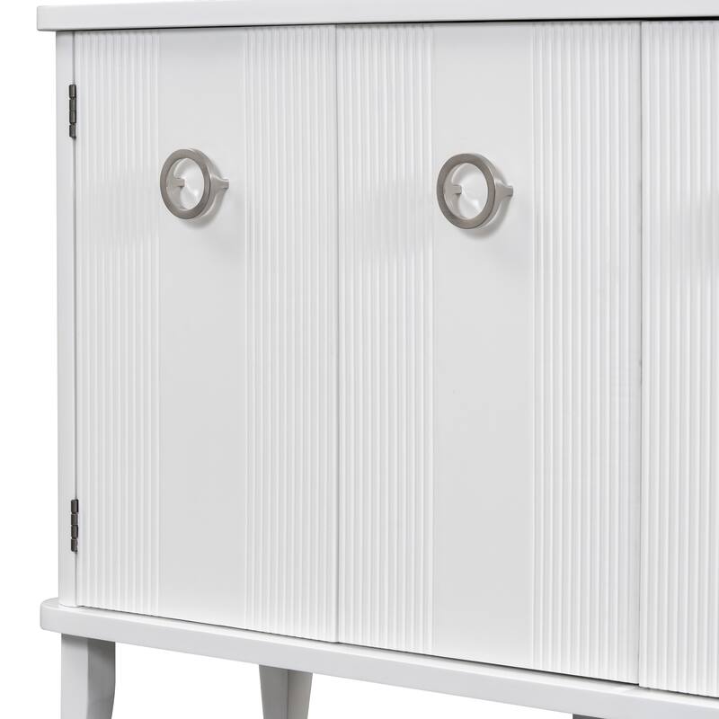 Modern Solid Wood Cabinet with Three Acacia Solid Doors and Adjustable Shelves Ideal for Living Room, Study, Corridor