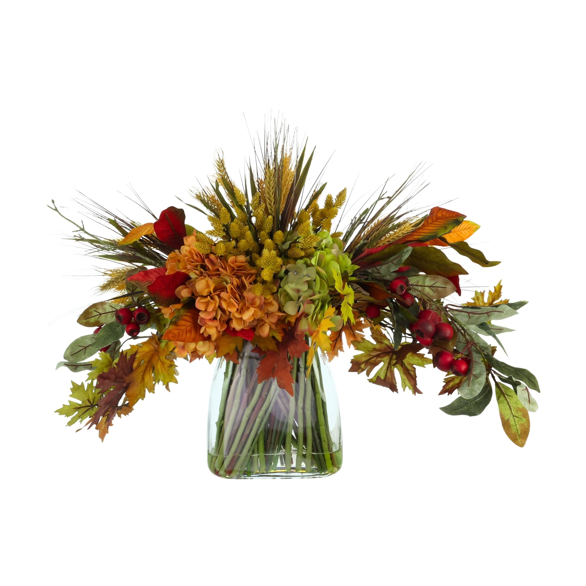 Fall Floral Arrangement in Glass Vase