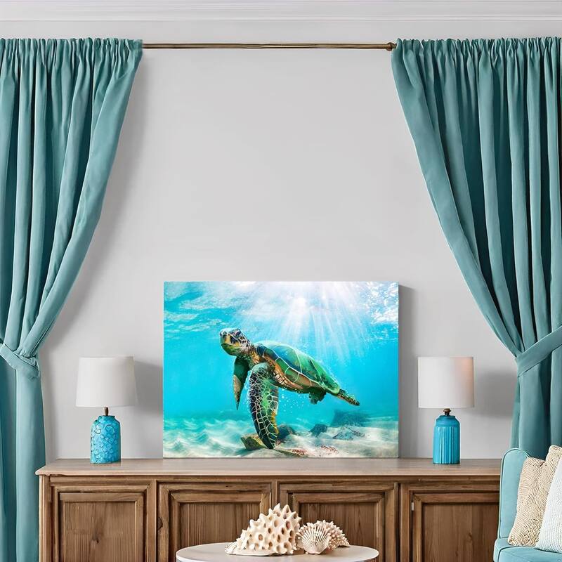 Green Sea Turtle Wall Decor Tropical Canvas Wall Art