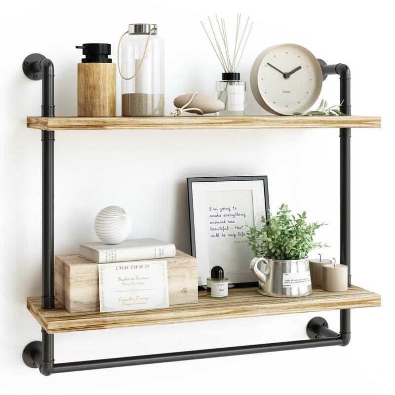 Over The Toilet Storage - 23.6"D x 7.87"W x 0.6"H - 2 Tier-24in-Carbonized Black