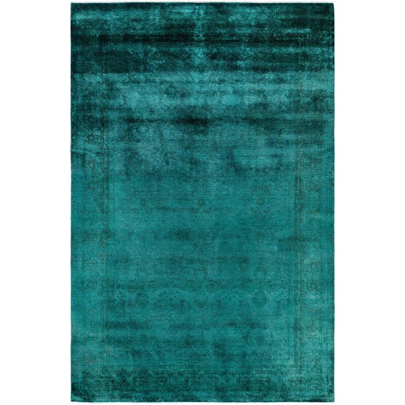 Overdyed One-of-a-Kind Hand-Knotted Area Rug - Green - 6' 1" x 8' 10"