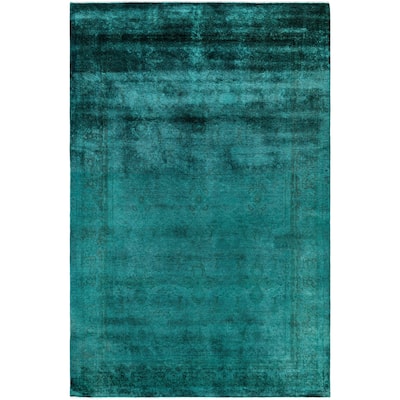 Overdyed One-of-a-Kind Hand-Knotted Area Rug - Green - 6' 1" x 8' 10"