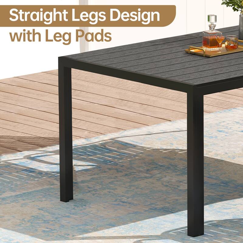Patio Dining Table for 4-6 Person Outdoor Patio Table 59" Weather-Resistant Rectangular Table for Deck, Garden, Backyard