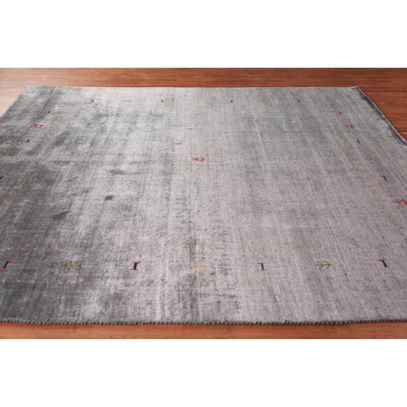 Gabbeh Indian Area Rug Hand-Knotted Silk Carpet - 8'0" x 9'6"