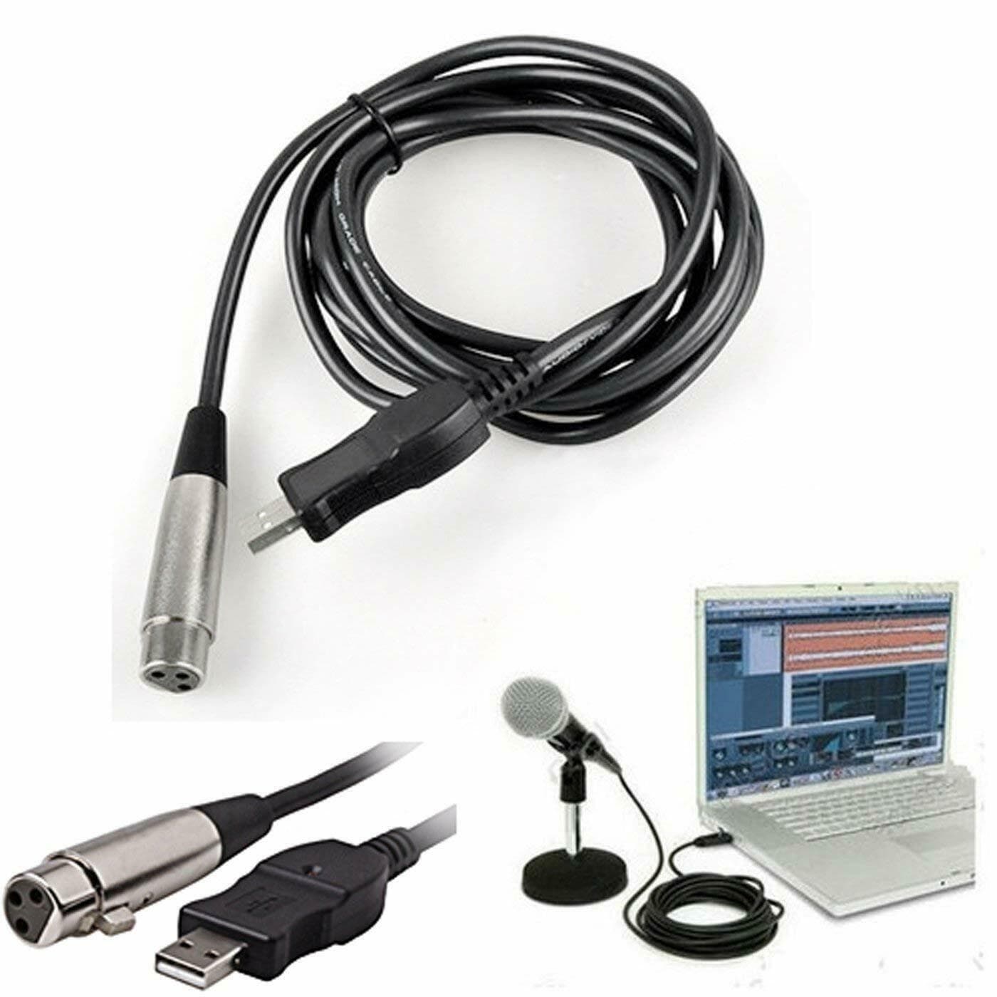 AGPtek 3M Cable de USB 2.0/1.1 para Micrófono MIC Cable de Conectar USB Macho a XLR Hembra