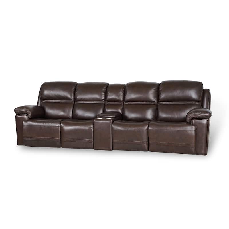Top Grain Leather Power Reclining 4Seater Sofa with Console and