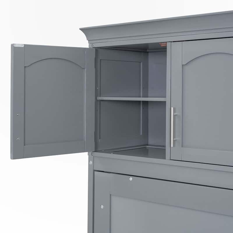 Queen Size Murphy Bed Wall Bed with Top Cabinets