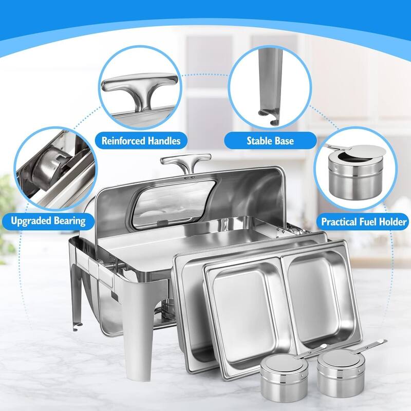Rectangle Roll Top Chafing Dish Buffet Set