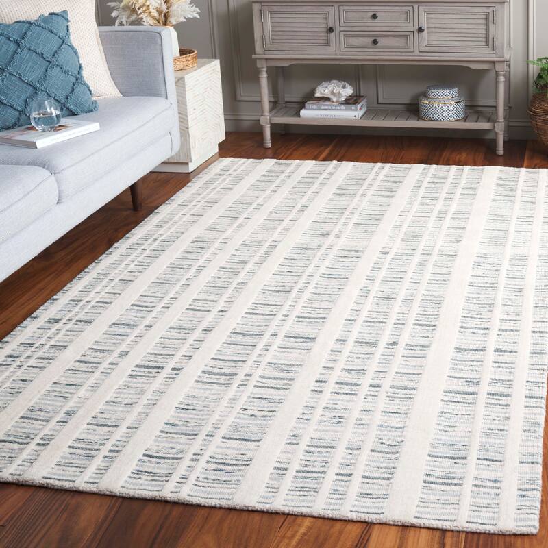 SAFAVIEH Hand-Loomed Fifth Avenue Sevdie Mid-Century Modern New Zealand - 8' x 10' - Teal/Ivory