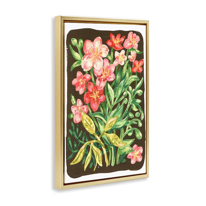 Stupell Garden Flowers on Brown Framed Floater Canvas Wall Art Design By Hannah Moren