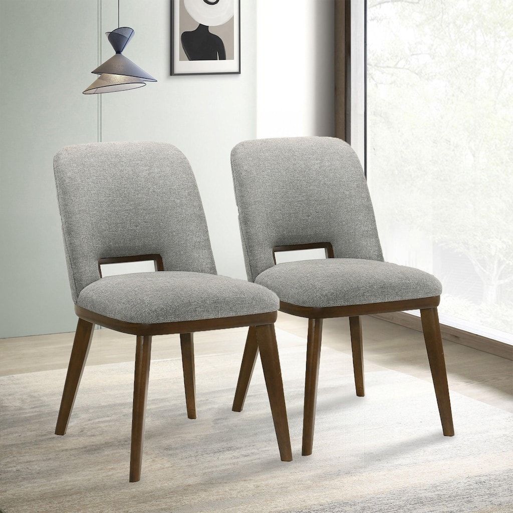 GDFStudio - Blake Modern Mid-Century Dining Chair with Fabric Upholstery & Solid Wood Base, Set of 2 - 24.8"W