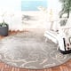 SAFAVIEH Courtyard Marlys Waterproof Patio Backyard Rug - 6'7" x 6'7" Round - Grey/Natural