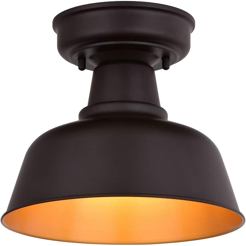 Vaxcel Lighting T0770 Cody 11" Wide Semi-Flush Outdoor Ceiling Fixture - Oil Rubbed Bronze / Light Gold