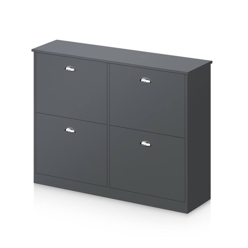 Slim 4 Drawer Shoe Cabinet,Space Saving Storage for Entryway, Hallway and Bedroom (Natural Wood)