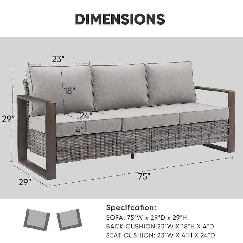 Gymojoy Patio Sofa Wicker High Back Sofa