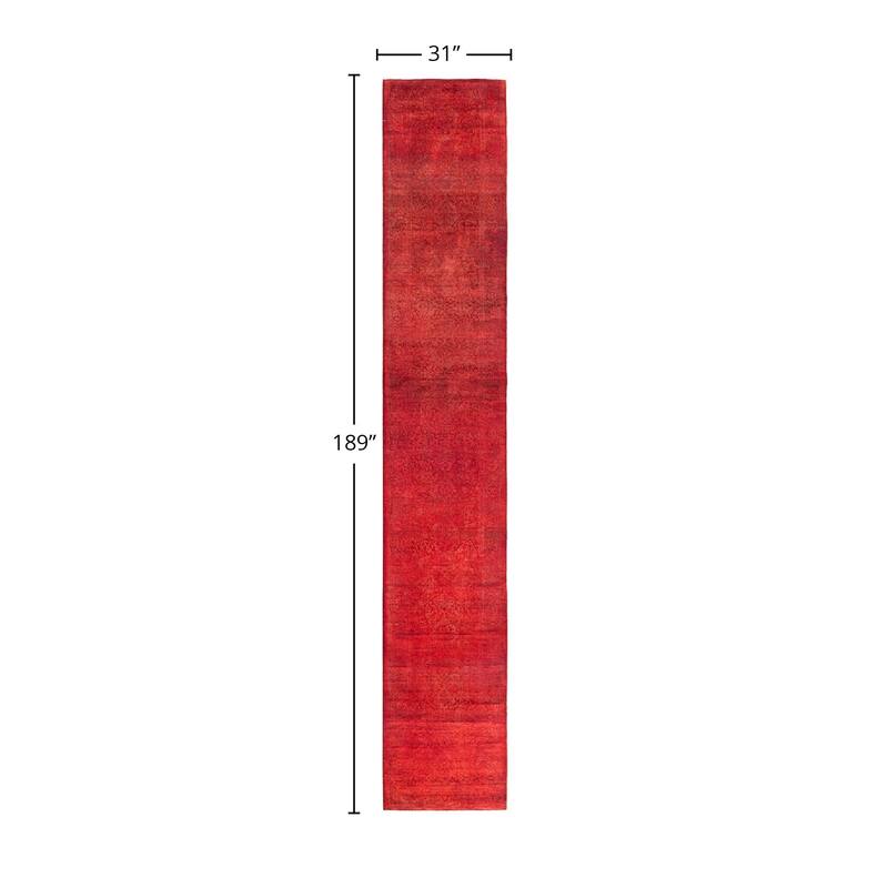 Contemporary Overdyed Wool Hand Knotted Runner - 2' 7" x 15' 9"