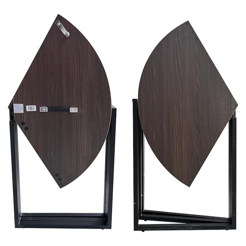 Chocolate Foldable Round Trifold Table 35" Space-Saving Multi-Use
