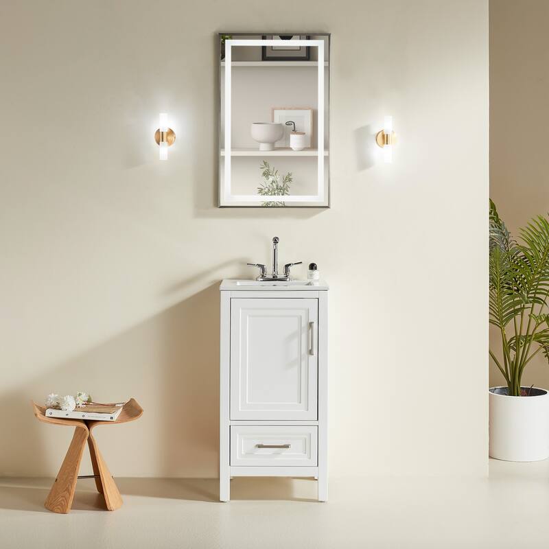 Fully Assembled 18" Freestanding Single Bathroom Vanity with Top