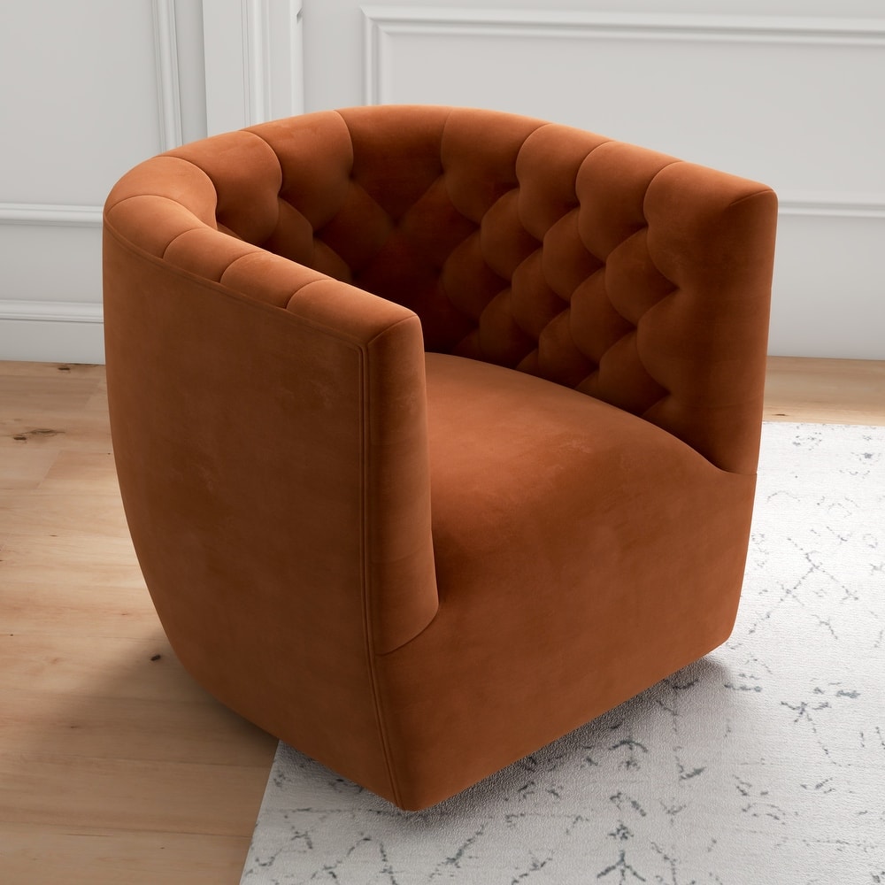 Luxor Mid-Century Modern Furniture Comfy Velvet Swivel Accent Chair
