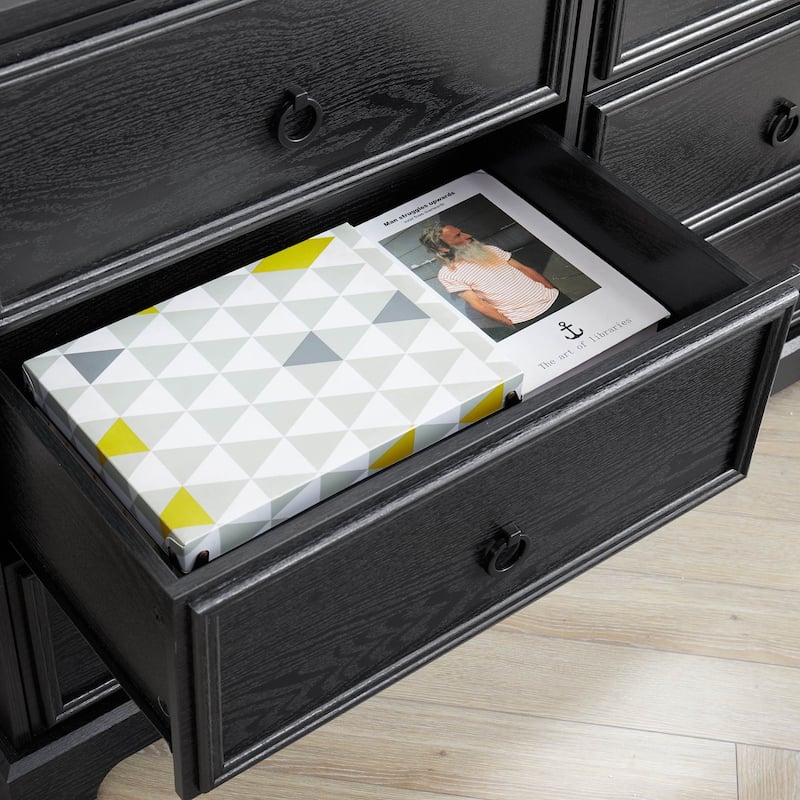 Farmhouse 6 Drawer Dresser, Wood TV Stand, Chest of Drawers