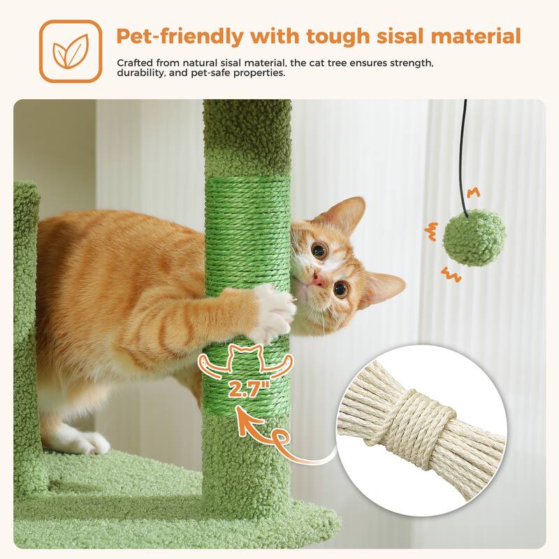 Large cat tree with apartment, hammock and toy ball