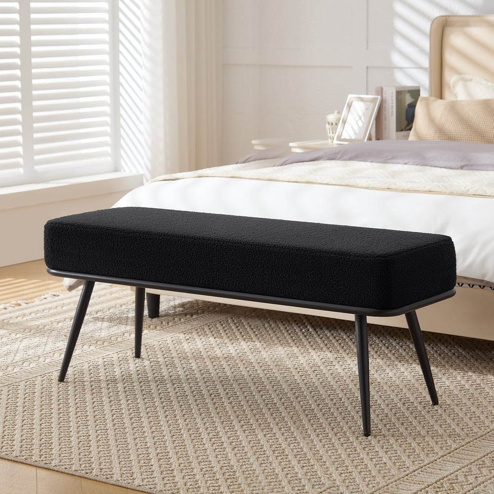 Fabric Upholstered Entryway Storage Bench, Bedroom Bench - 43.3"L x 16.54"W x 18.9"H