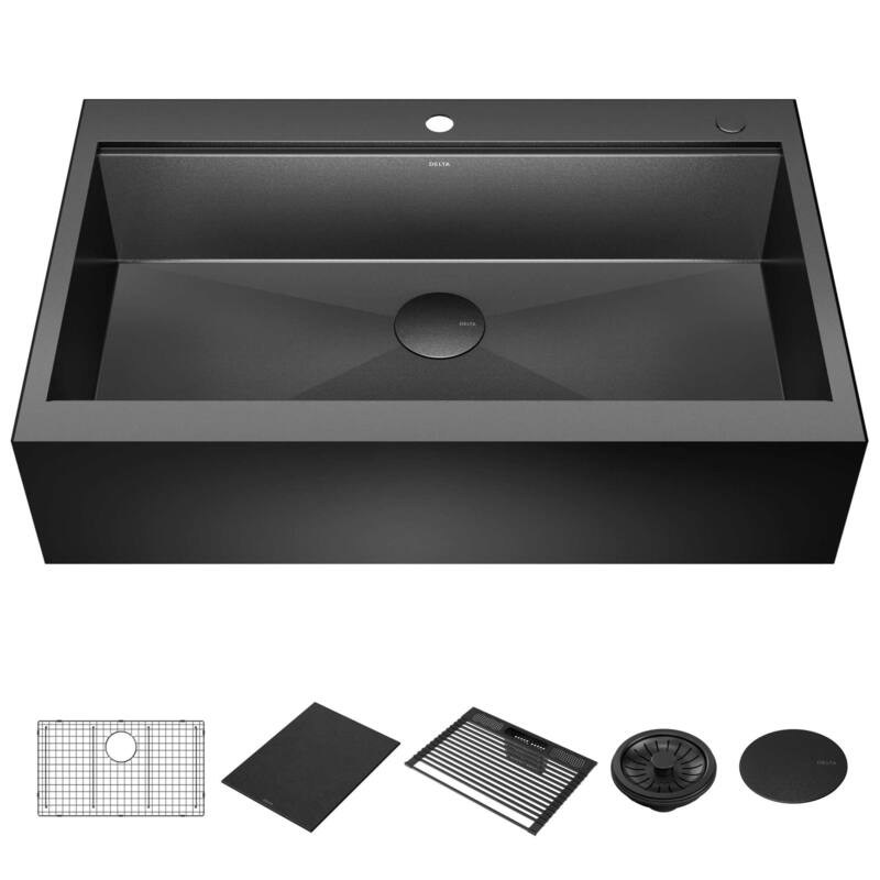 Delta 95D9031-T36S Rivet 36" Workstation Farmhouse Apron Front Kitchen - PVD Gunmetal