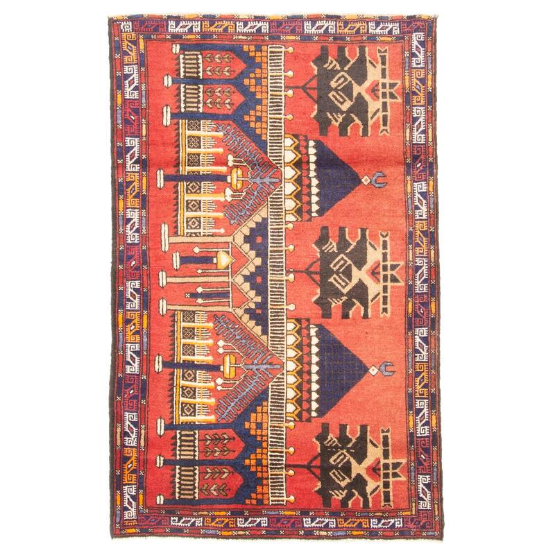 ECARPETGALLERY Hand-knotted Teimani Red Wool Rug - 2'10 x 4'6