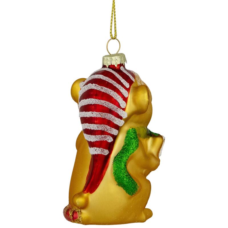 3" Caroling Mouse Glass Christmas Hanging Ornament