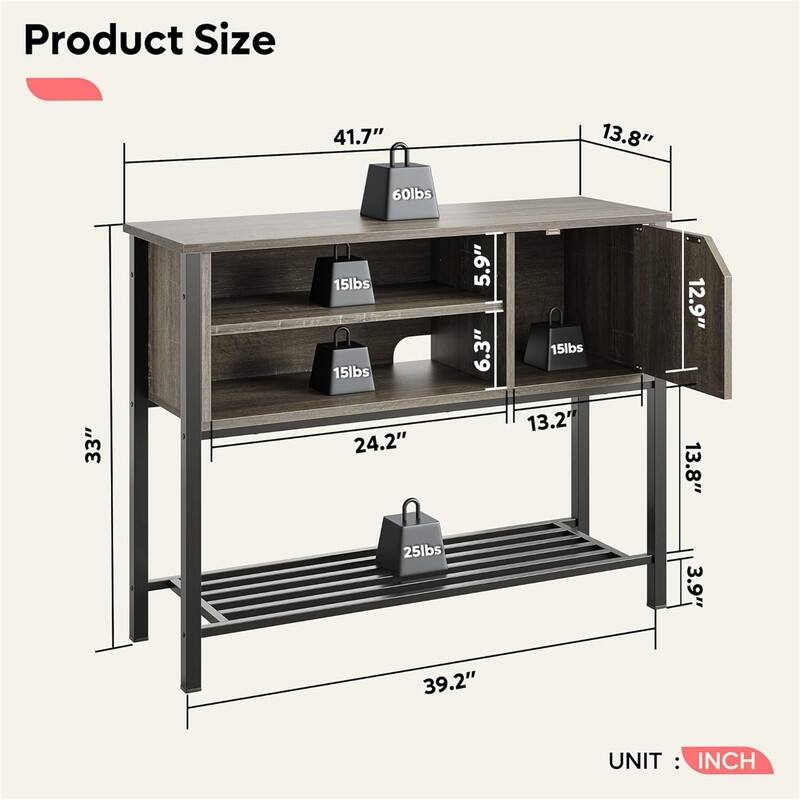 Coffee Bar with Storage Buffet Cabinet Kitchen Sideboard - 13.8"D x 41.7"W x 33"H