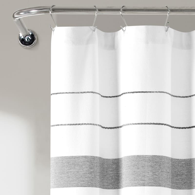 Lush Decor Chic Stripe Yarn Dyed Eco-Friendly Recycled Cotton Shower Curtain Single