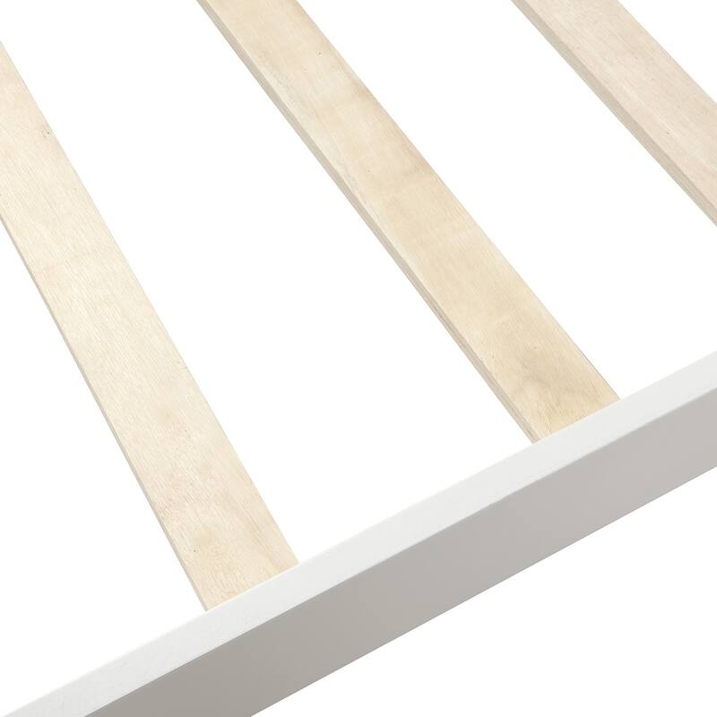 Twin Wood Platform Bed Frame with Headboard & Footboard, White/Espresso/Oak, No Box Spring Needed